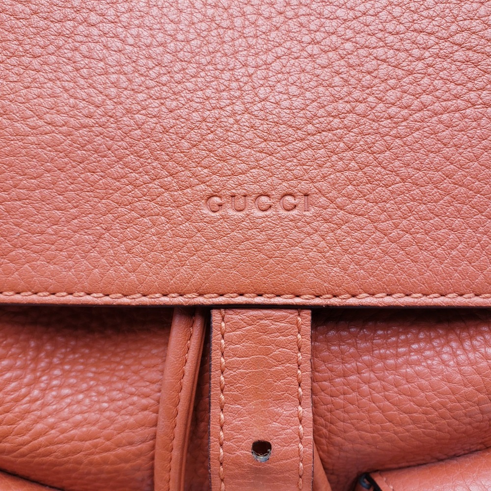 Gucci Bamboo Backpack Orange Pebbled Leather Tassel‎ - Picture 7 of 16